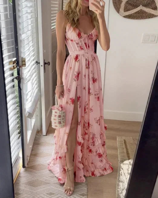 Aana | Robe fendue à imprimé avec ceinture pour femmes