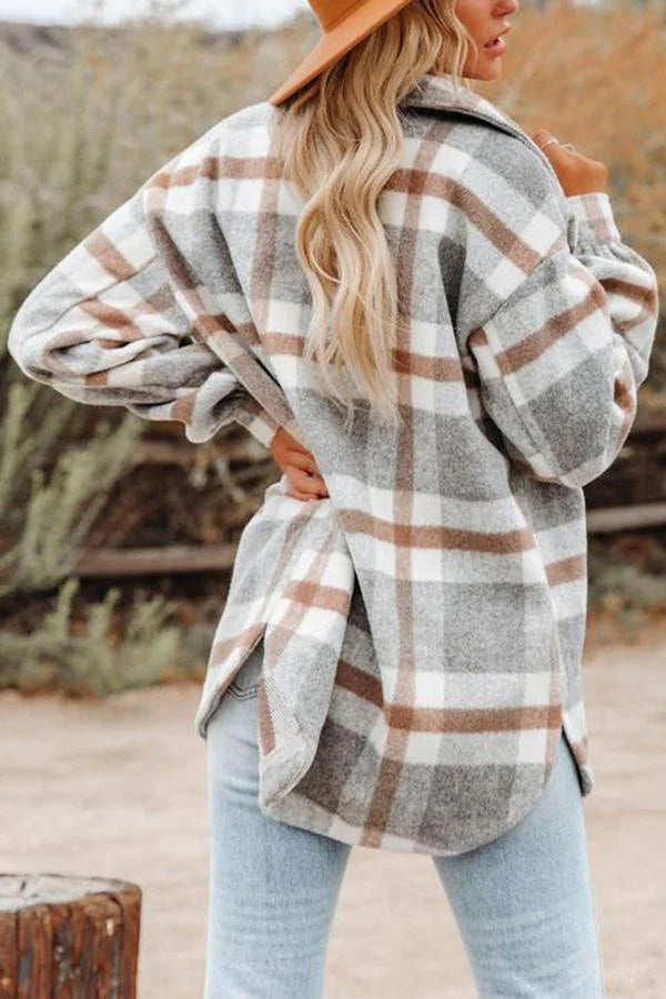 Soaynela | Veste à carreaux avec poches pour femmes