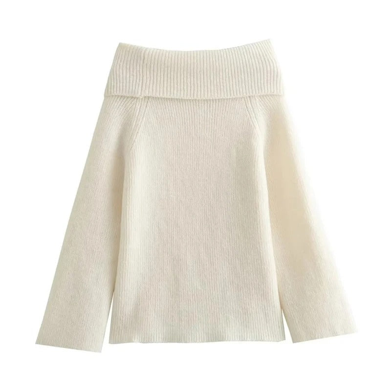 Laellela | Elegant Solid Off Shoulder Sweater for Women