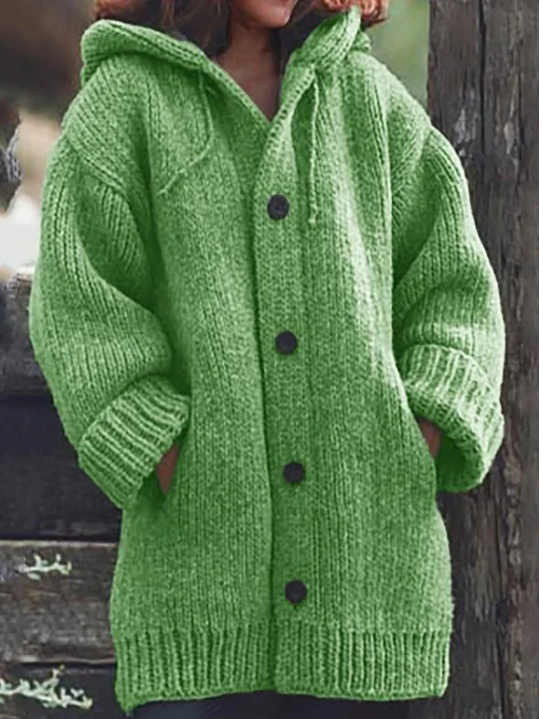 Luosiara | Cardigan tricoté à capuche et à boutons
