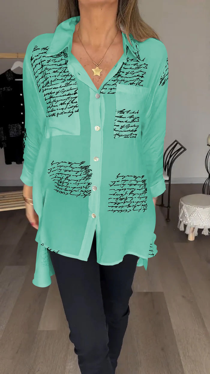 Noarana | Lettre imprimer chemise à revers de mode