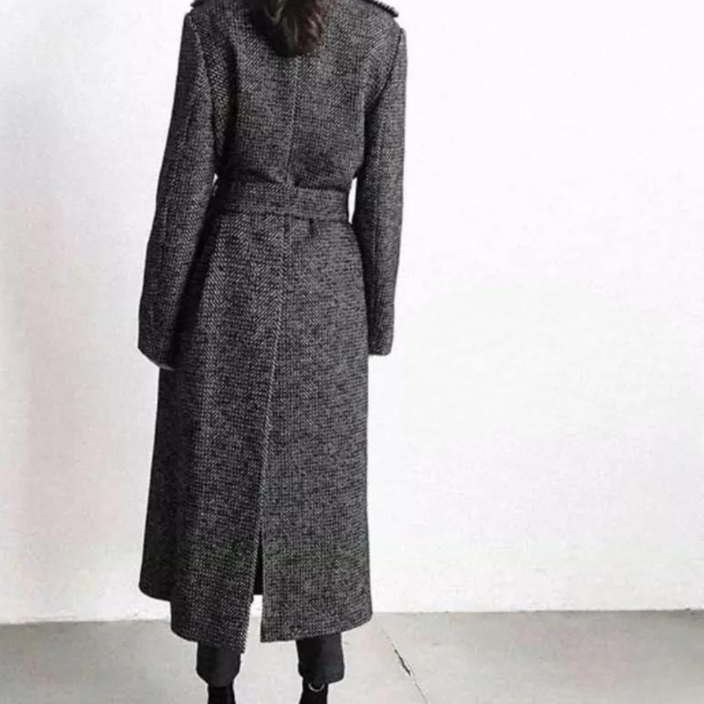 Ouna | Manteau Long En Laine À Carreaux Pour Femmes