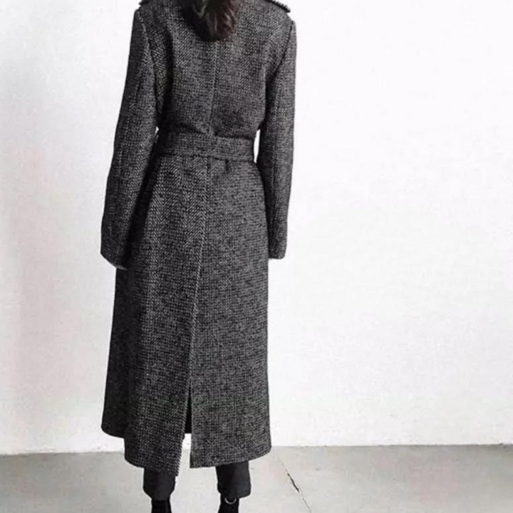 Ouna | Manteau Long En Laine À Carreaux Pour Femmes