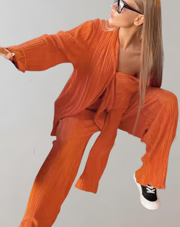 Saellema | Femmes plissées 2 pièces pantalon ensemble