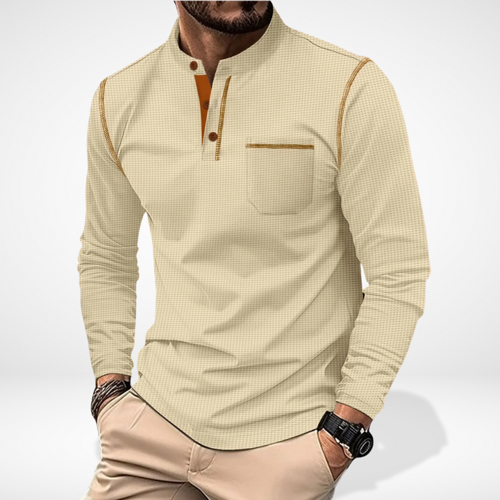 Molian manches longues à col boutonné contrasté pour Homme – Carmello