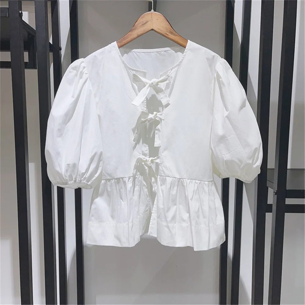 Maaraxa | Chemise à manches bouffantes avec cordon de serrage pour femmes