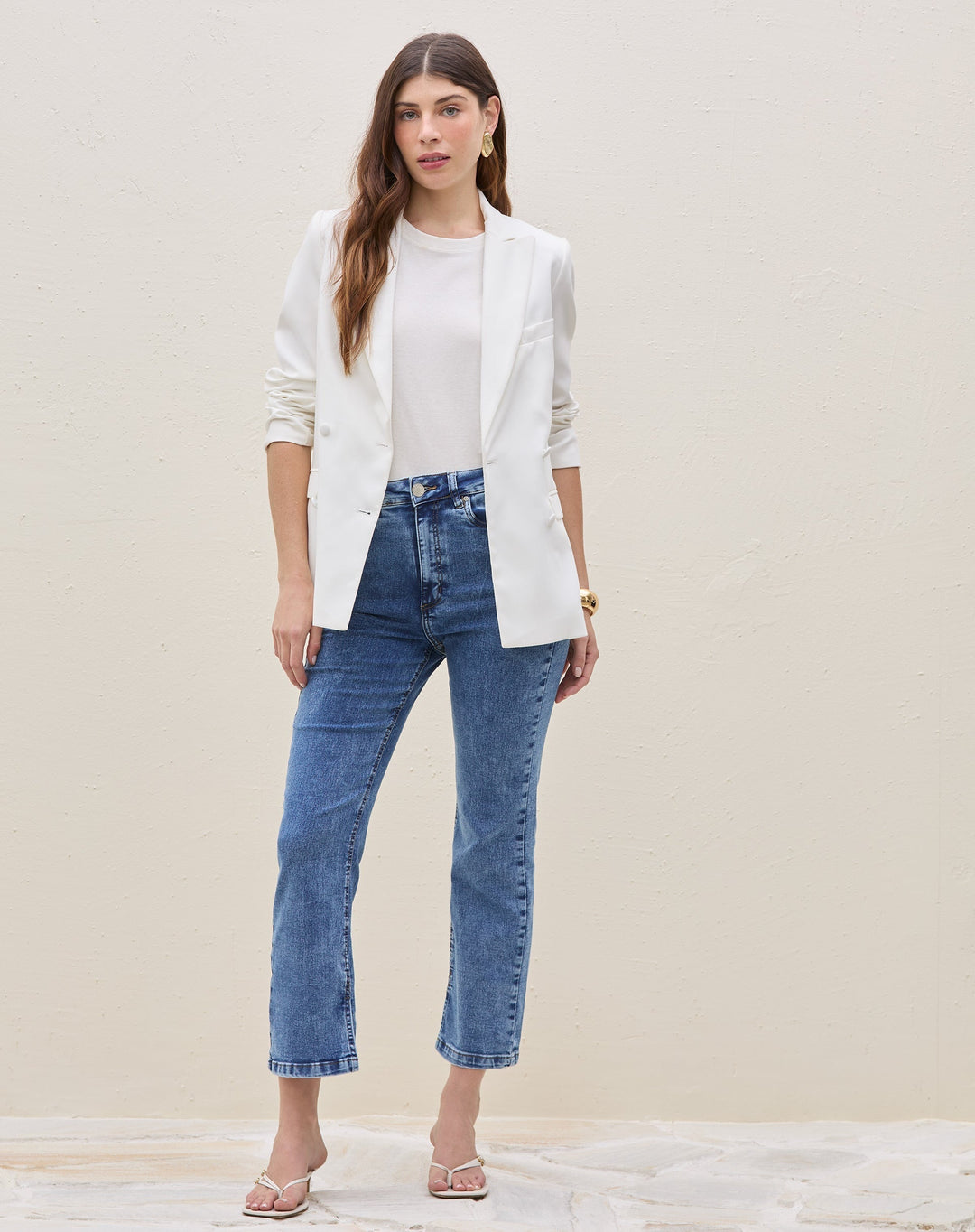 Roinana | Jean Droit Cropped Fendu pour Femmes