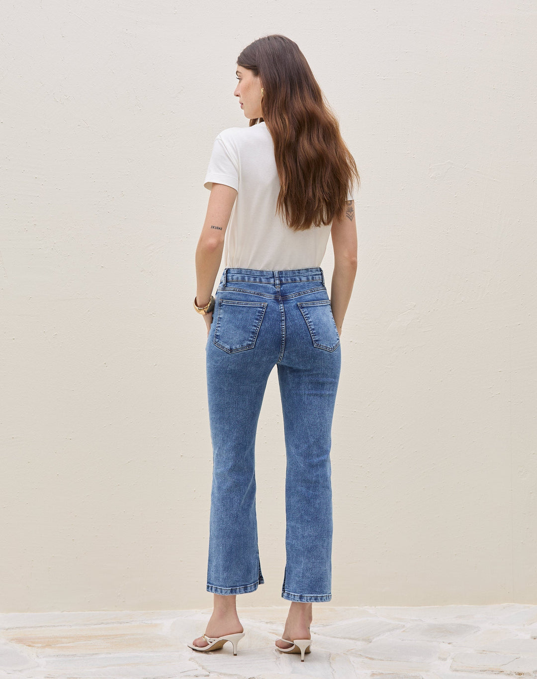 Roinana | Jean Droit Cropped Fendu pour Femmes