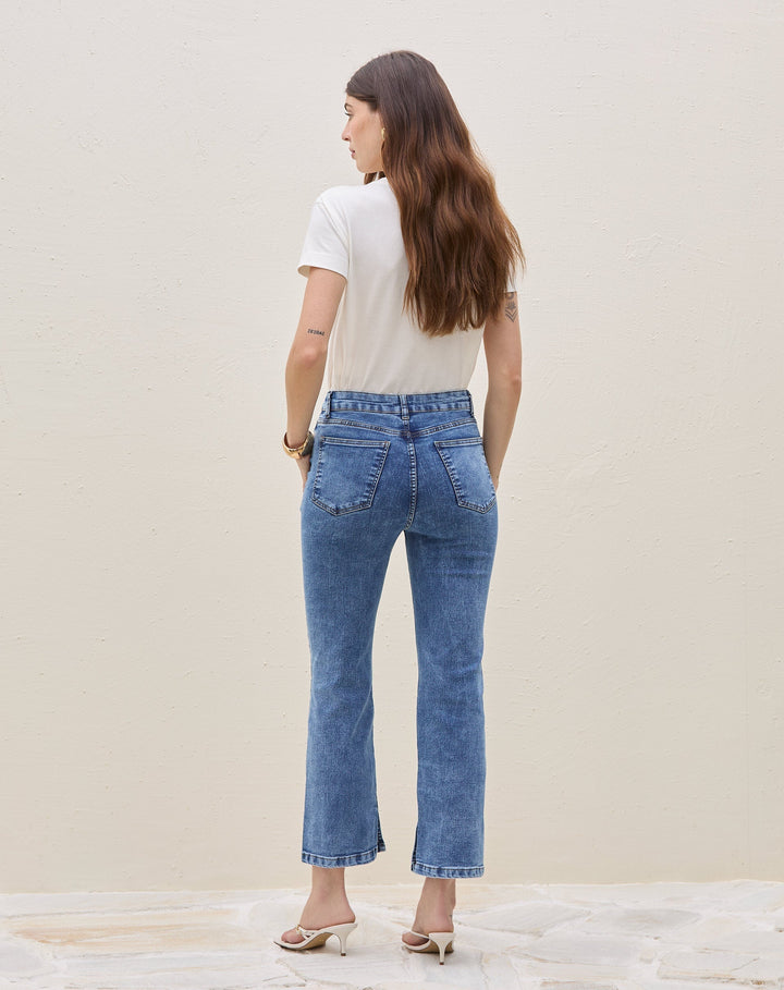 Roinana | Jean Droit Cropped Fendu pour Femmes