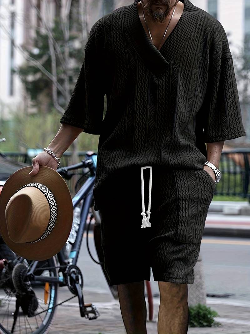 Seanas | Combinaison décontractée en short jacquard pour hommes