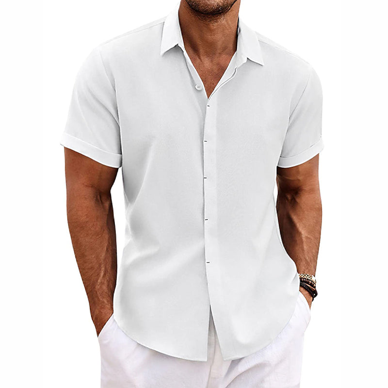 Roenar | Chemise col à revers en lin et coton pour hommes