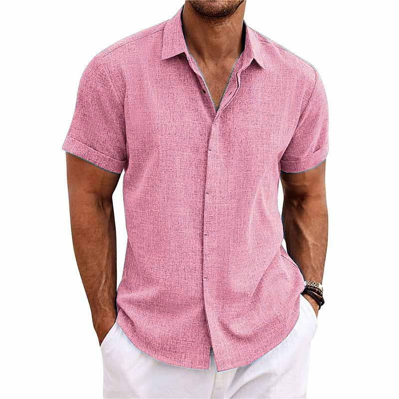 Roenar | Chemise col à revers en lin et coton pour hommes