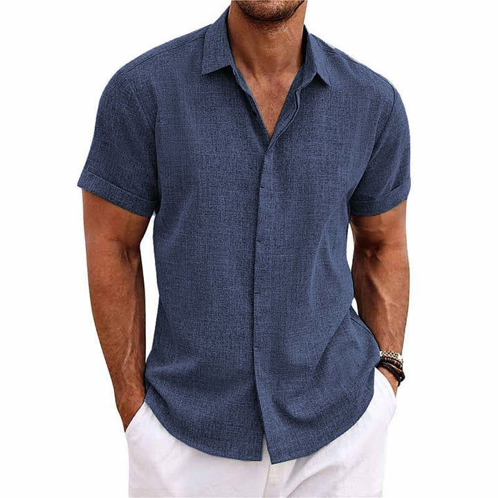 Roenar | Chemise col à revers en lin et coton pour hommes
