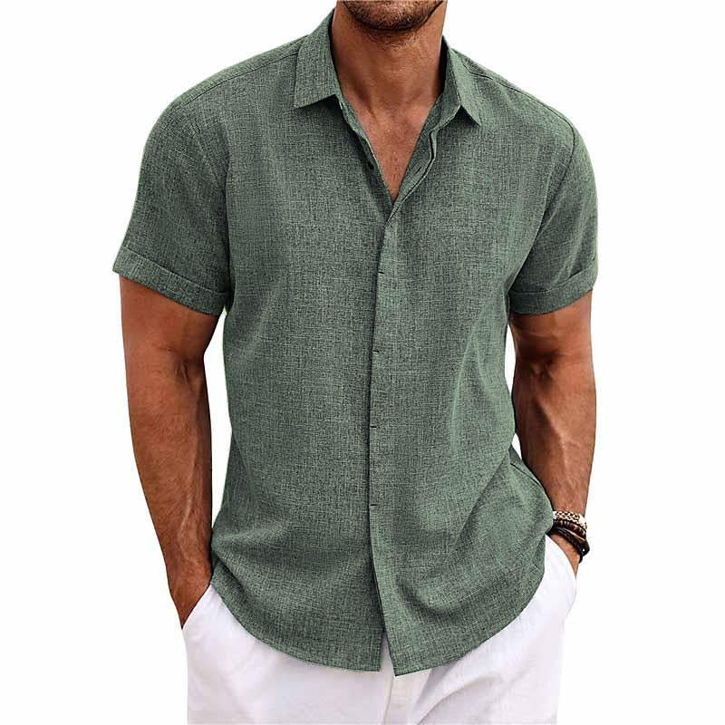 Roenar | Chemise col à revers en lin et coton pour hommes