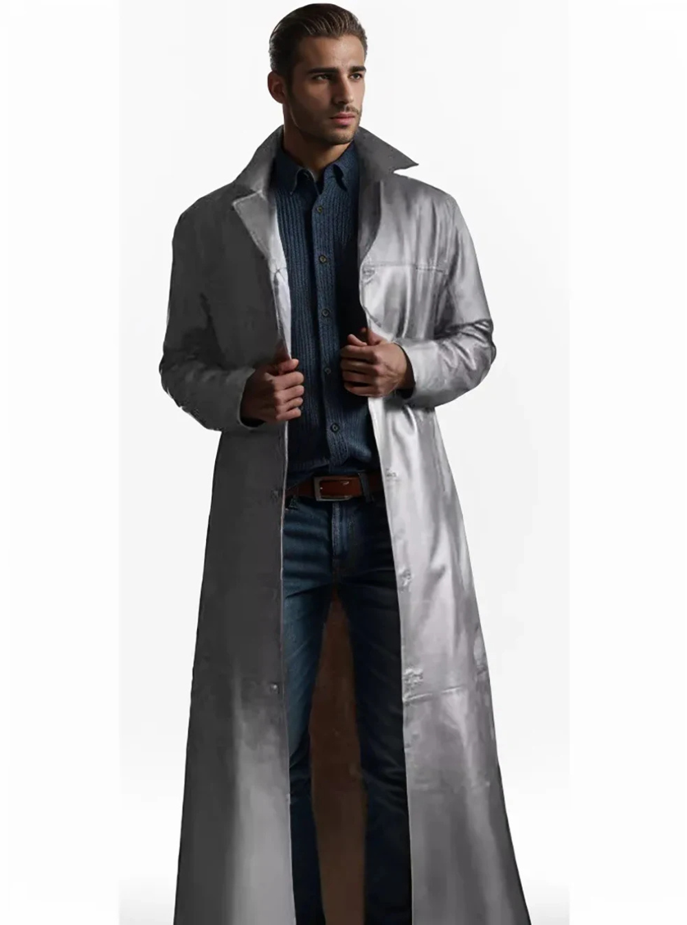 Noinan | Manteau long en cuir homme