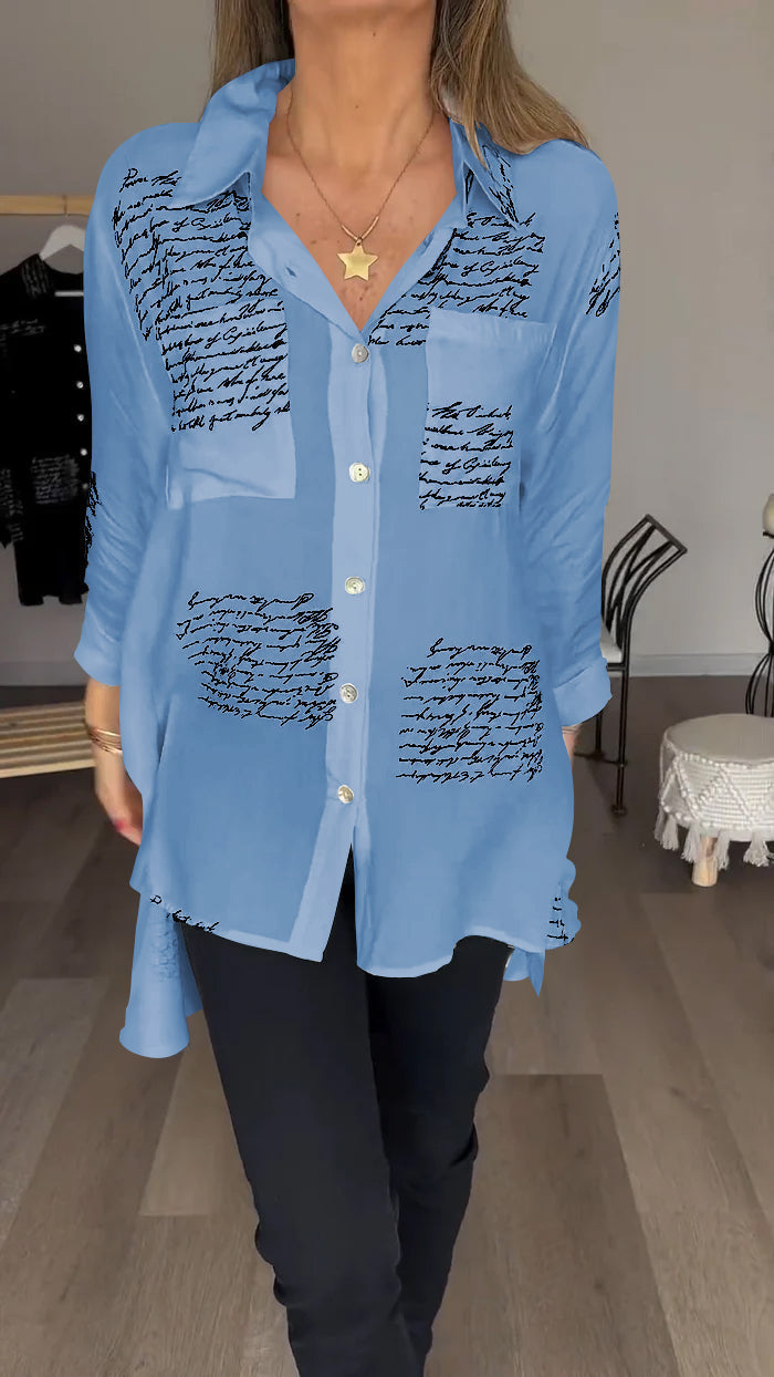 Noarana | Lettre imprimer chemise à revers de mode