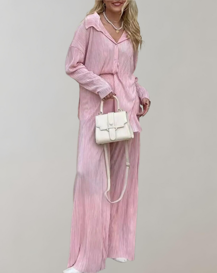 Saellema | Femmes plissées 2 pièces pantalon ensemble