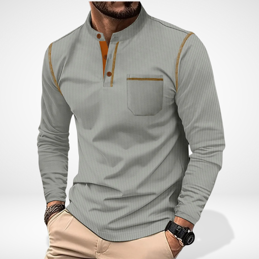 Molian manches longues à col boutonné contrasté pour Homme – Carmello