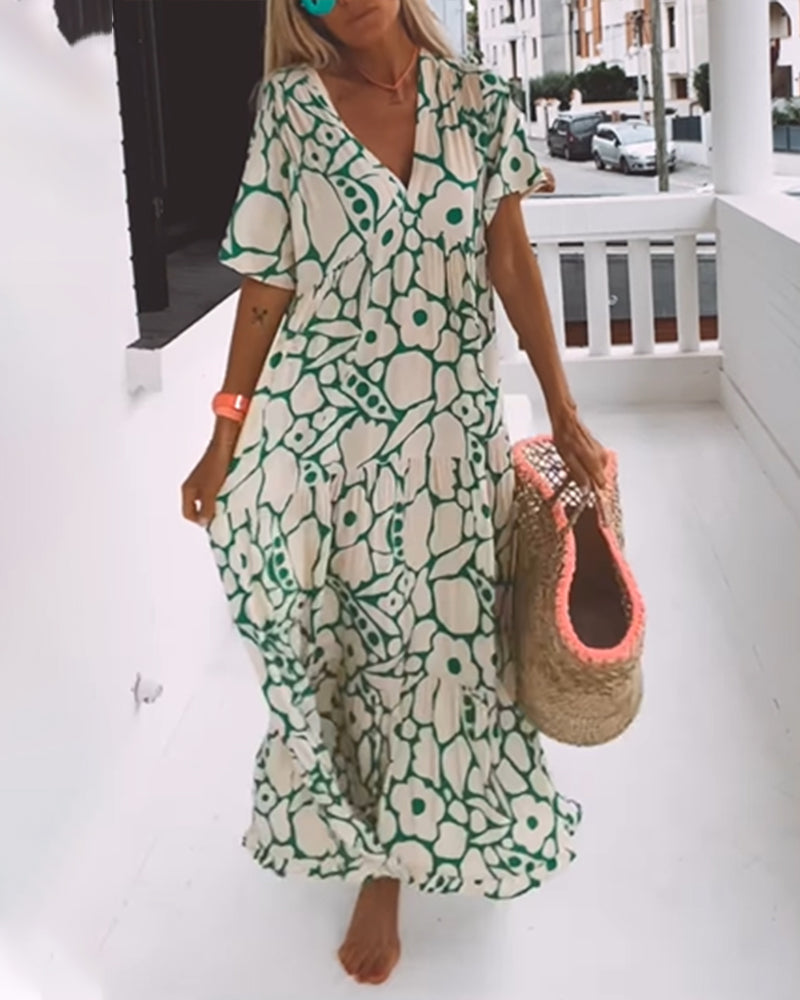 Leeva | Robe décontractée avec décolleté en V et imprimé