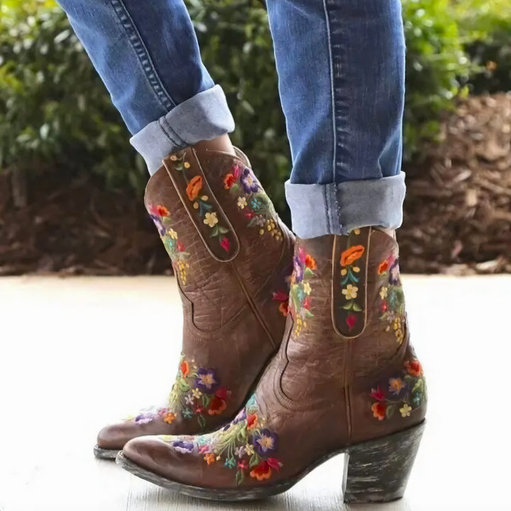 Maellena | Bottes de cowgirl vintage résistantes aux intempéries