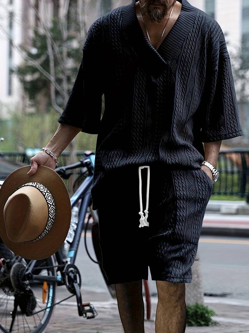 Seanas | Combinaison décontractée en short jacquard pour hommes