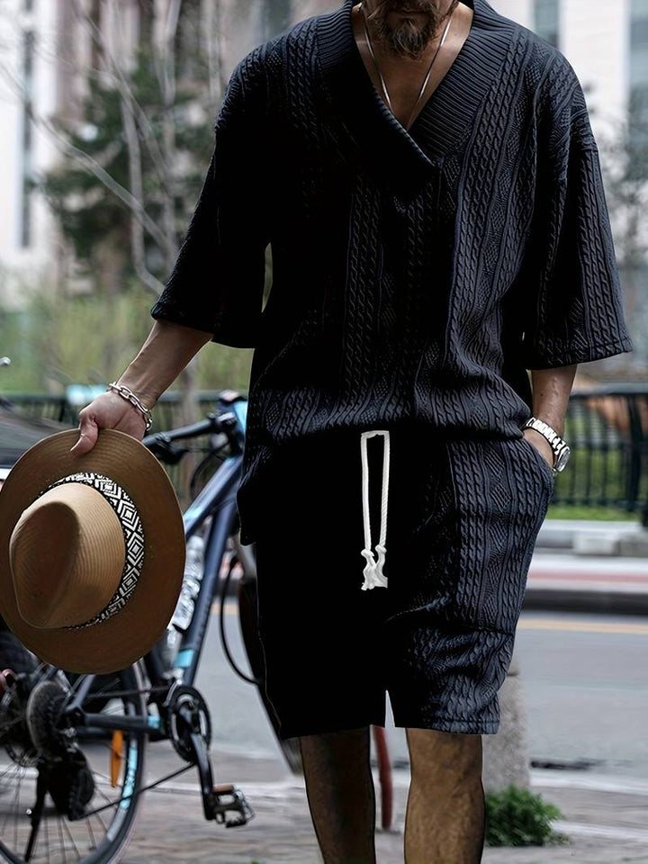 Seanas | Combinaison décontractée en short jacquard pour hommes