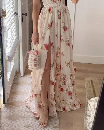 Aana | Robe fendue à imprimé avec ceinture pour femmes
