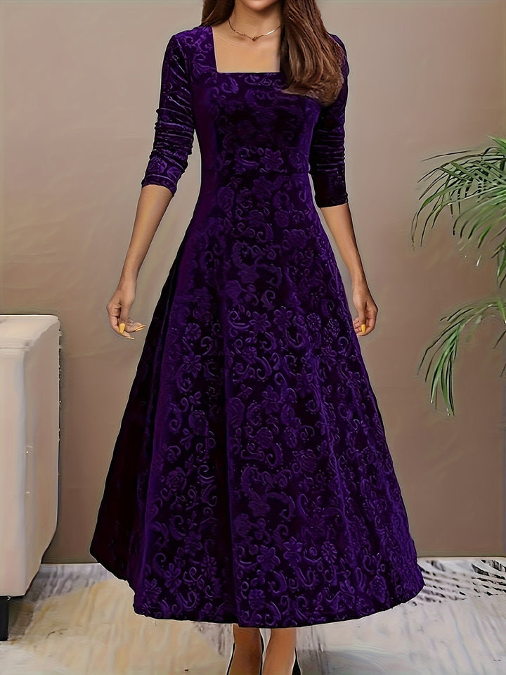 Laenasa | Robe formelle en velours floral pour femmes