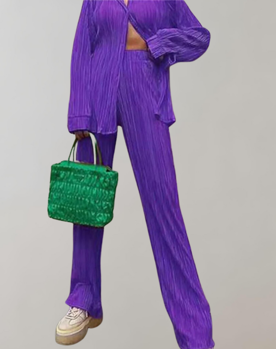 Saellema | Femmes plissées 2 pièces pantalon ensemble