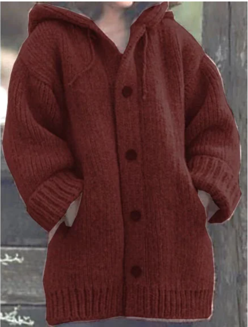 Luosiara | Cardigan tricoté à capuche et à boutons