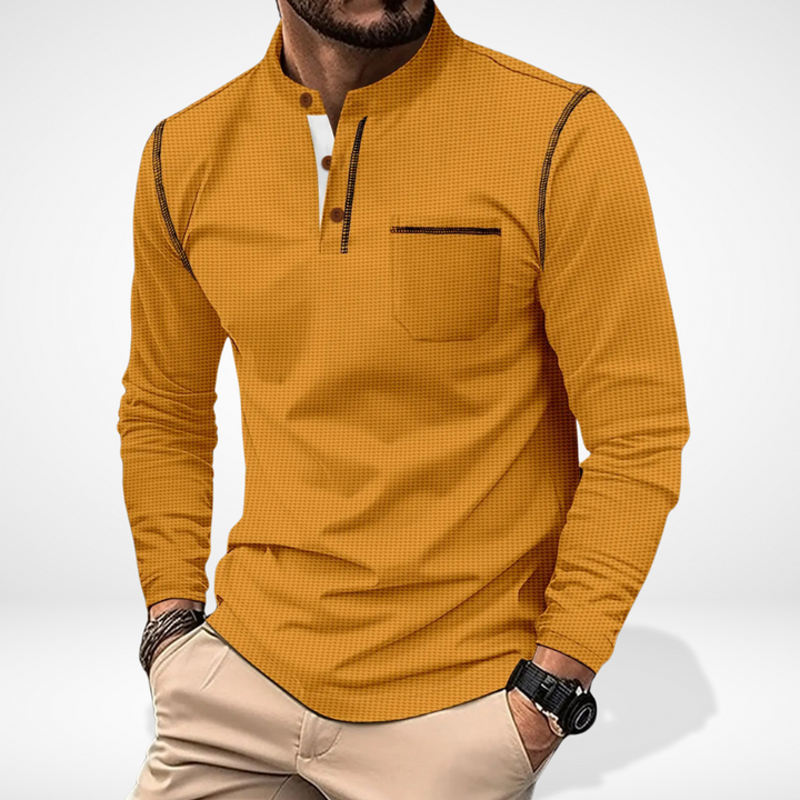 Molian manches longues à col boutonné contrasté pour Homme – Carmello