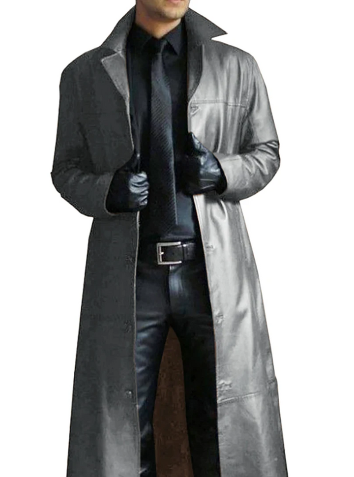 Noinan | Manteau long en cuir homme