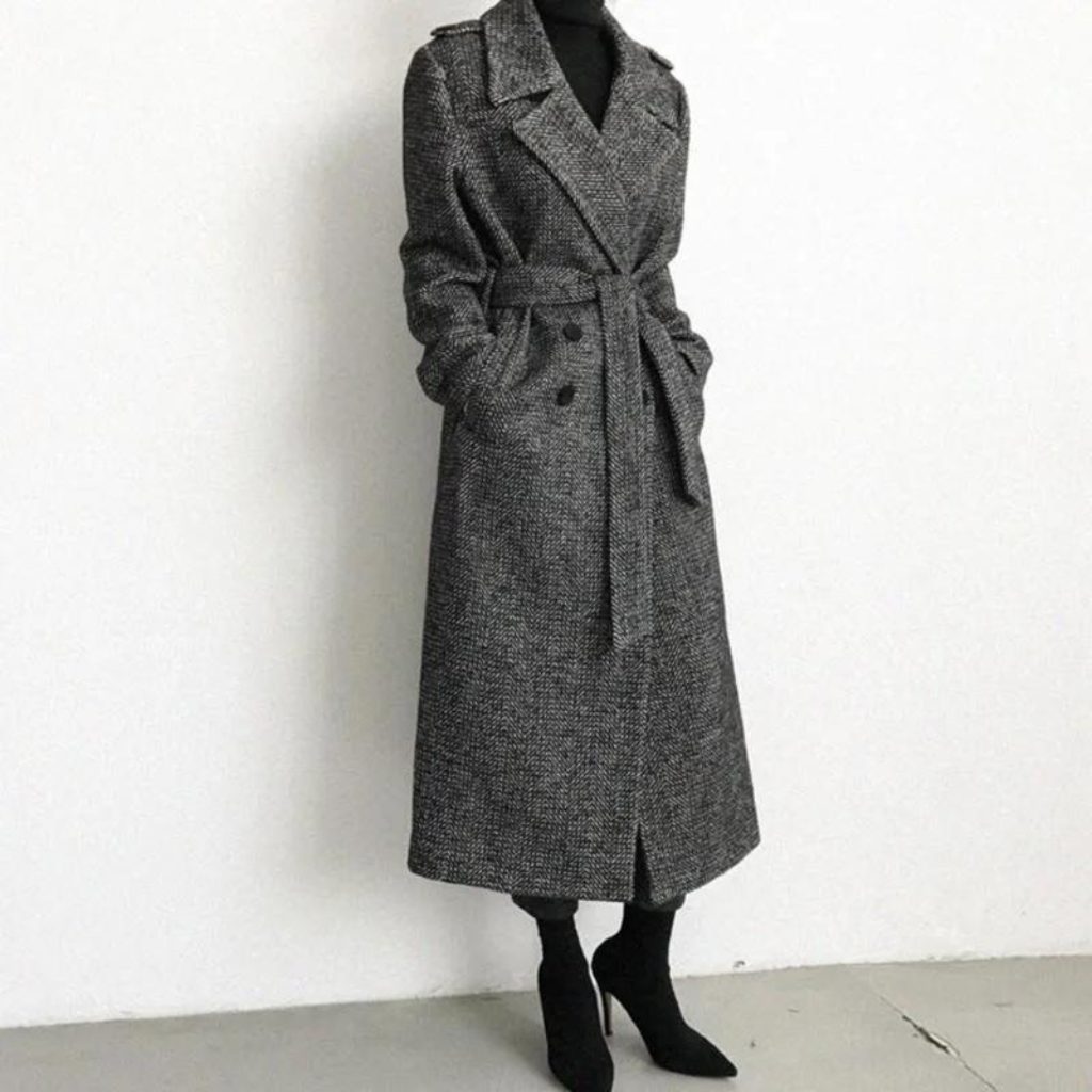 Ouna | Manteau Long En Laine À Carreaux Pour Femmes