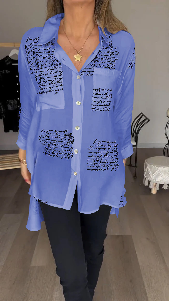 Noarana | Lettre imprimer chemise à revers de mode