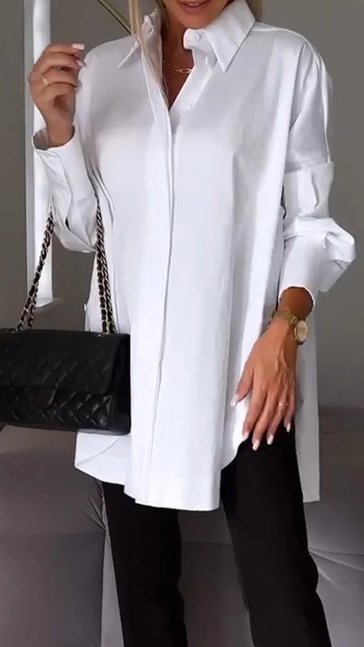 Oonnaxa | Chemise élégante surdimensionnée à manches retroussées