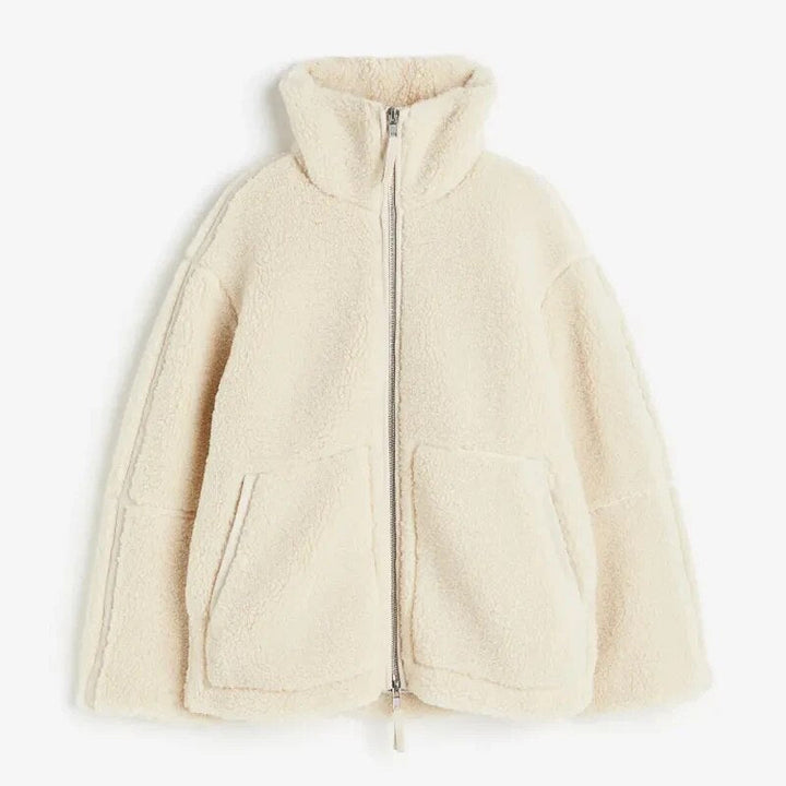 Reriasa | Manteau en laine à col roulé pour femme avec laine d'agneau