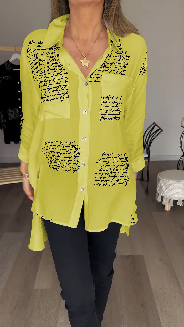 Noarana | Lettre imprimer chemise à revers de mode