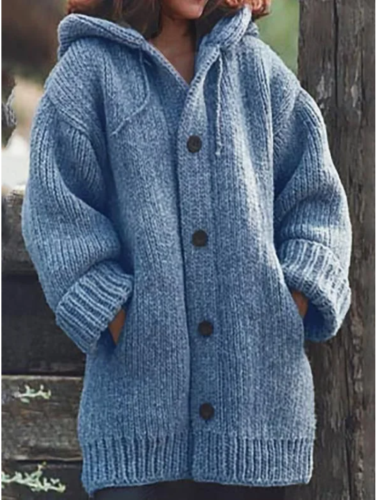 Luosiara | Cardigan tricoté à capuche et à boutons