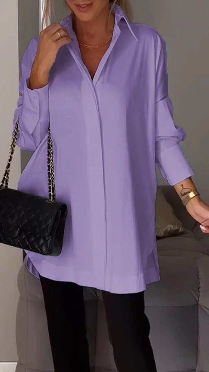 Oonnaxa | Chemise élégante surdimensionnée à manches retroussées