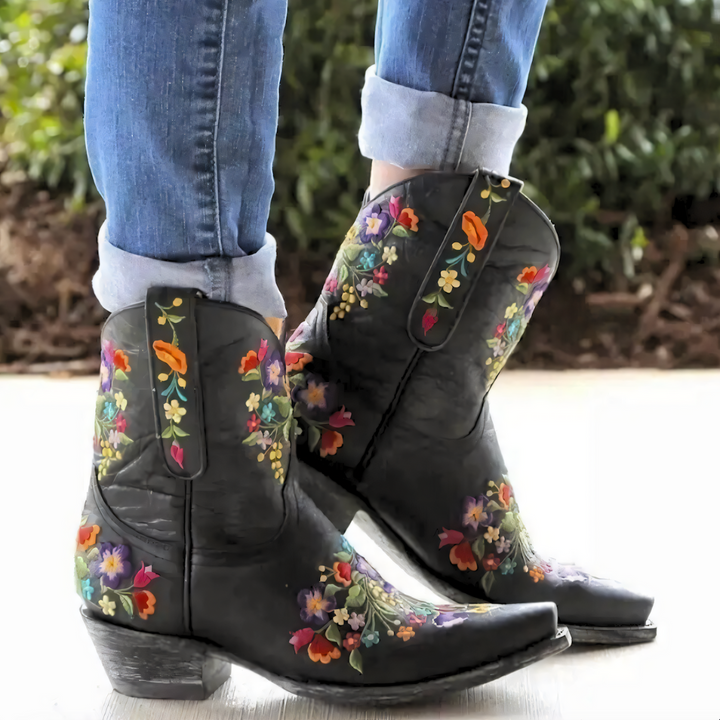 Maellena | Bottes de cowgirl vintage résistantes aux intempéries