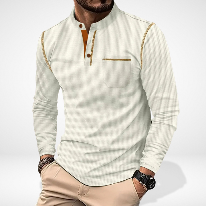 Molian manches longues à col boutonné contrasté pour Homme – Carmello
