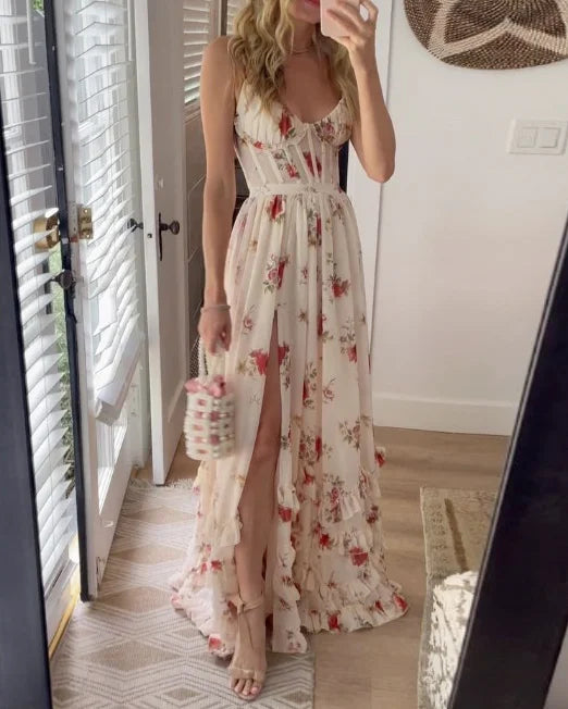 Aana | Robe fendue à imprimé avec ceinture pour femmes