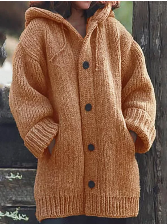 Luosiara | Cardigan tricoté à capuche et à boutons