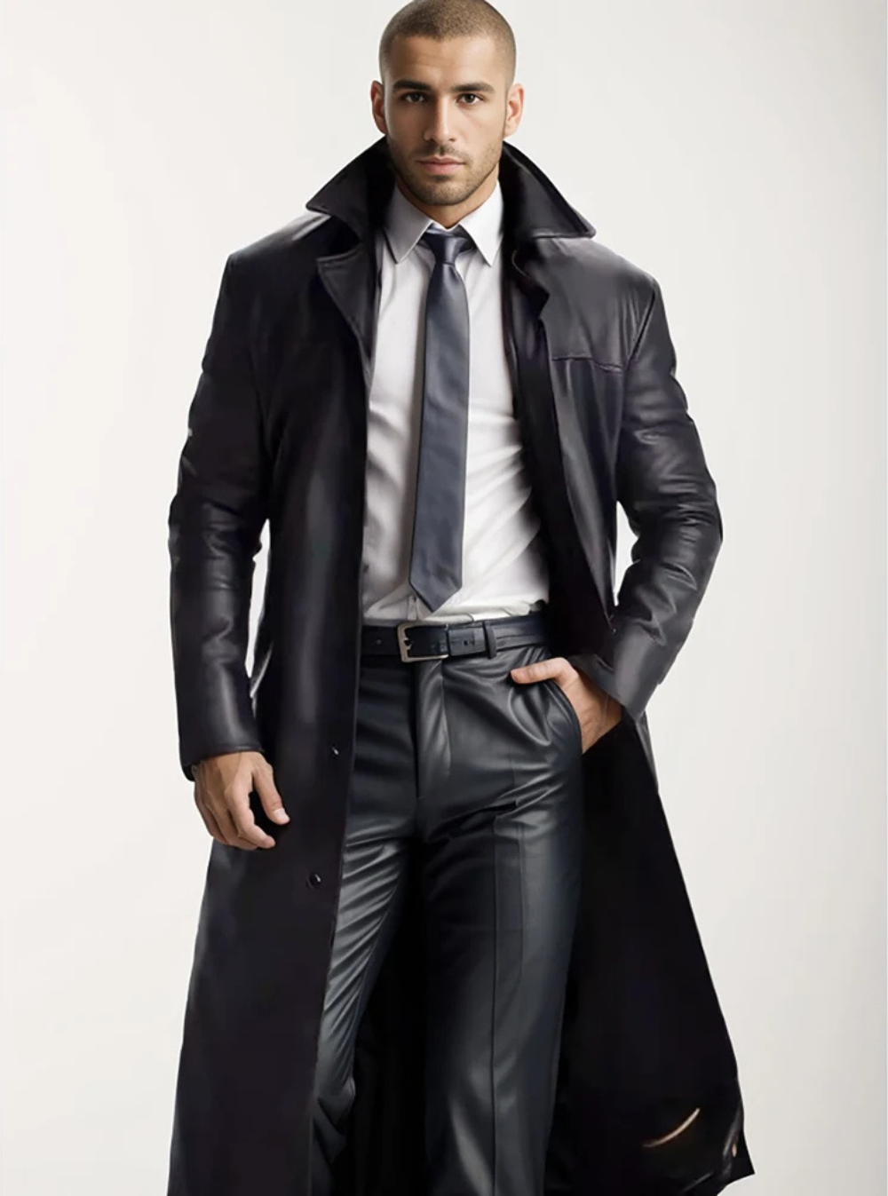 Noinan | Manteau long en cuir homme