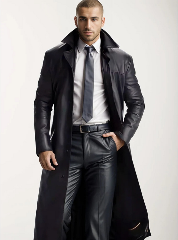 Noinan | Manteau long en cuir homme