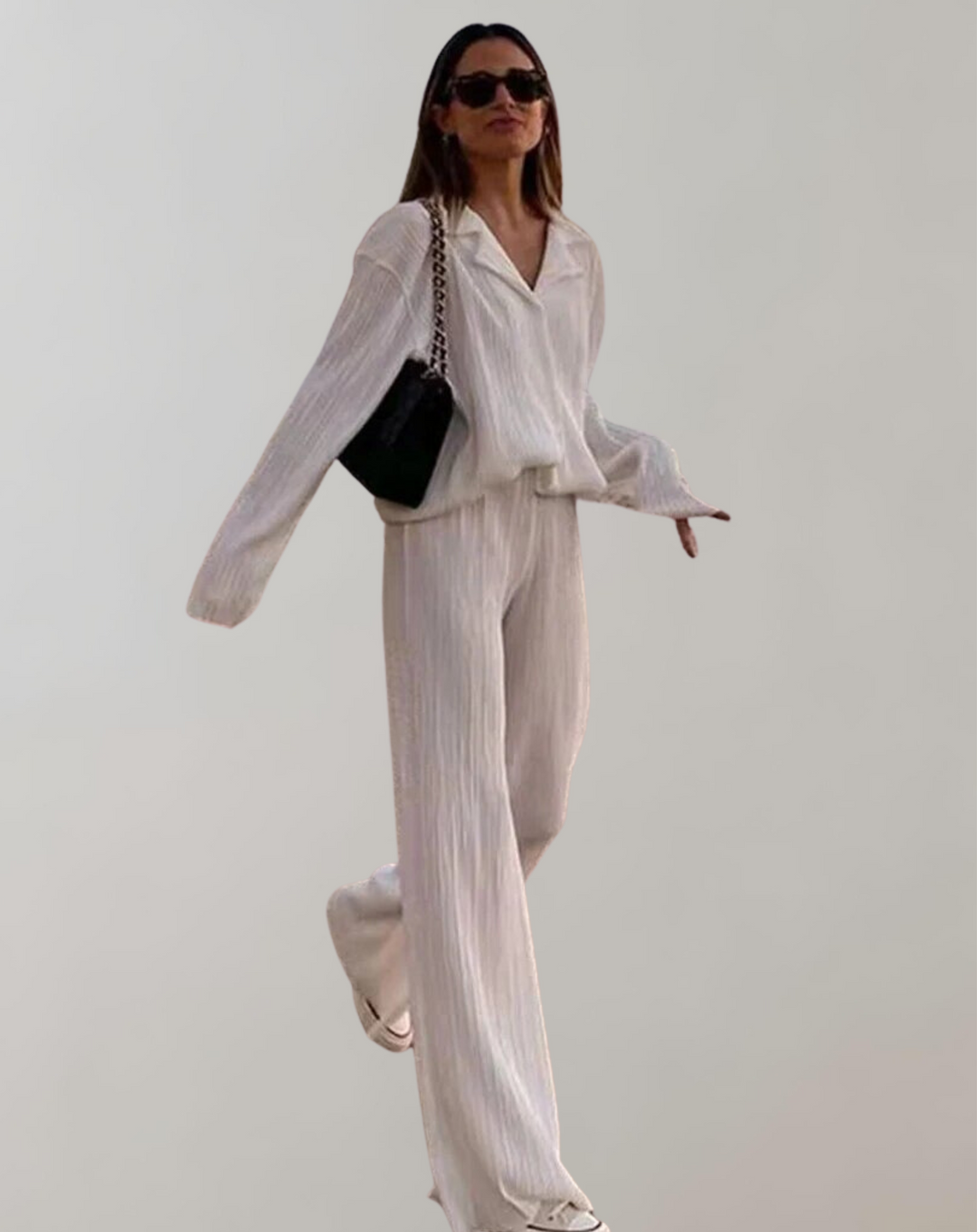 Saellema | Femmes plissées 2 pièces pantalon ensemble