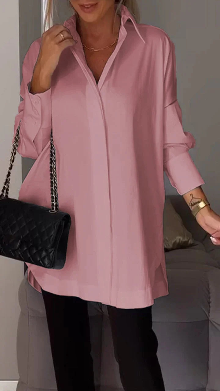 Oonnaxa | Chemise élégante surdimensionnée à manches retroussées