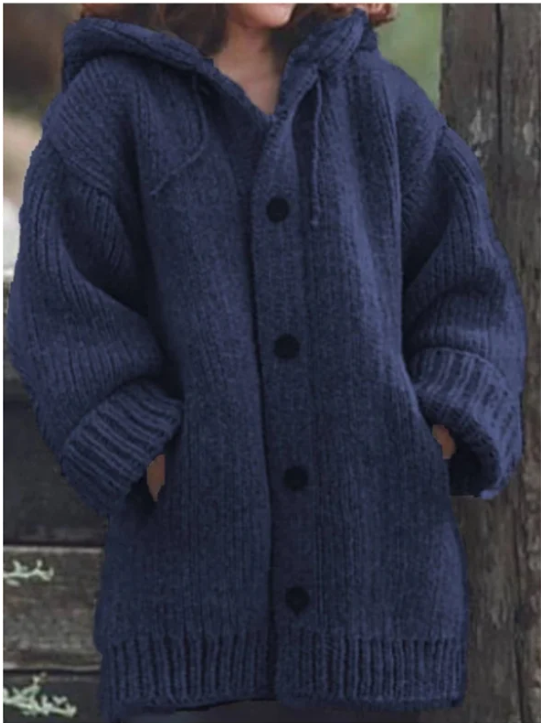 Luosiara | Cardigan tricoté à capuche et à boutons