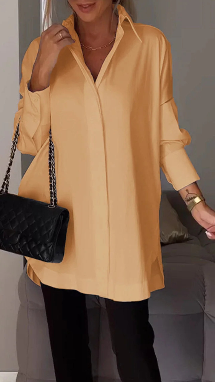 Oonnaxa | Chemise élégante surdimensionnée à manches retroussées
