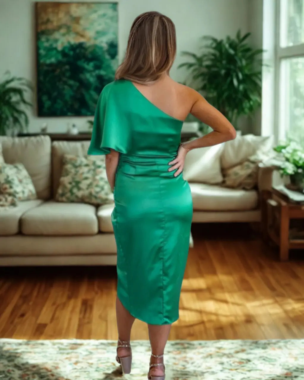 Airana midi asymétrique drapée pour femmes – Cortney